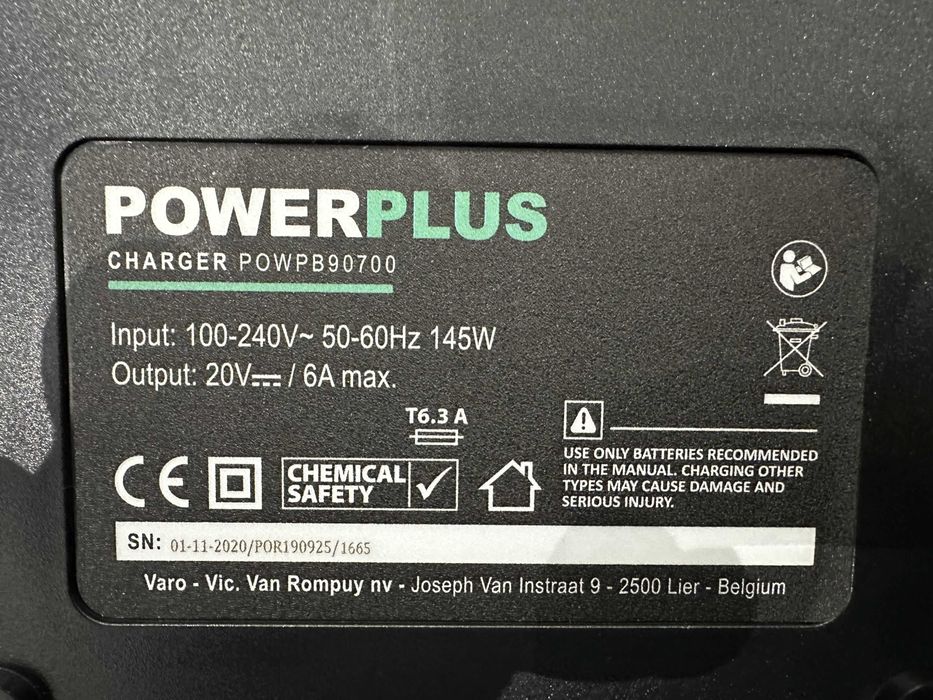 Мощно зарядно 20v 6A, за акумулаторни батерии за инструменти PowerPlus