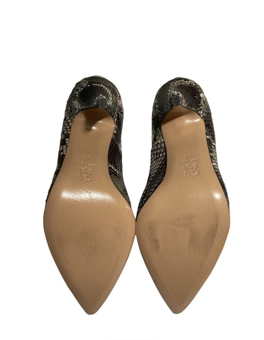 Pantofi Pierre, 38, piele de piton, verde & bej, made in Italy