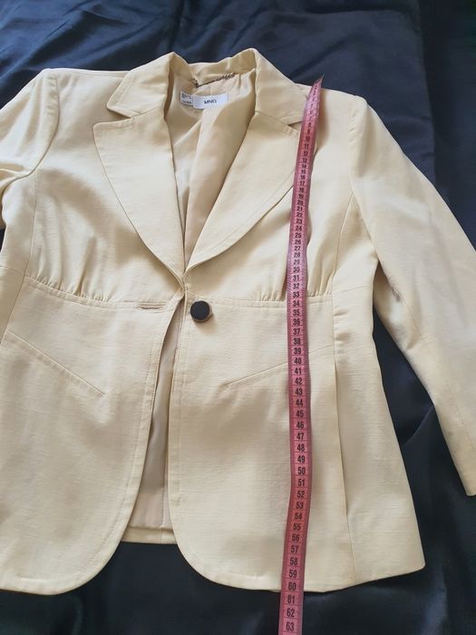 Sacou Mango MNG XS lyocell & in crem galben mustar slim fit nou elegant vară