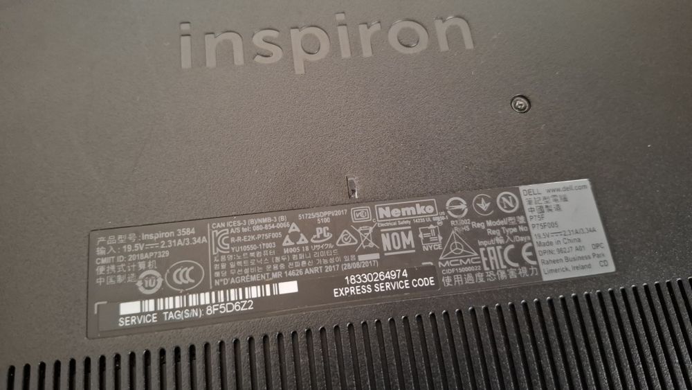 Laptop Dell Inspiron 3584 i3 12gb ram ssd