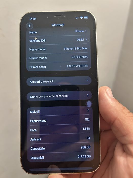 iPhone 12 Pro Max, White, 256 GB.