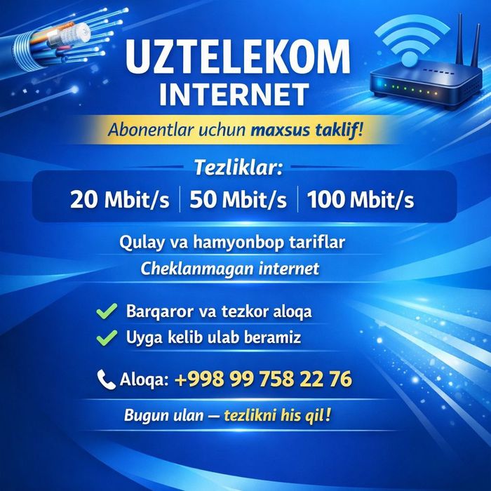 Uy va ofis uchun wi-fi Ulash hizmati.