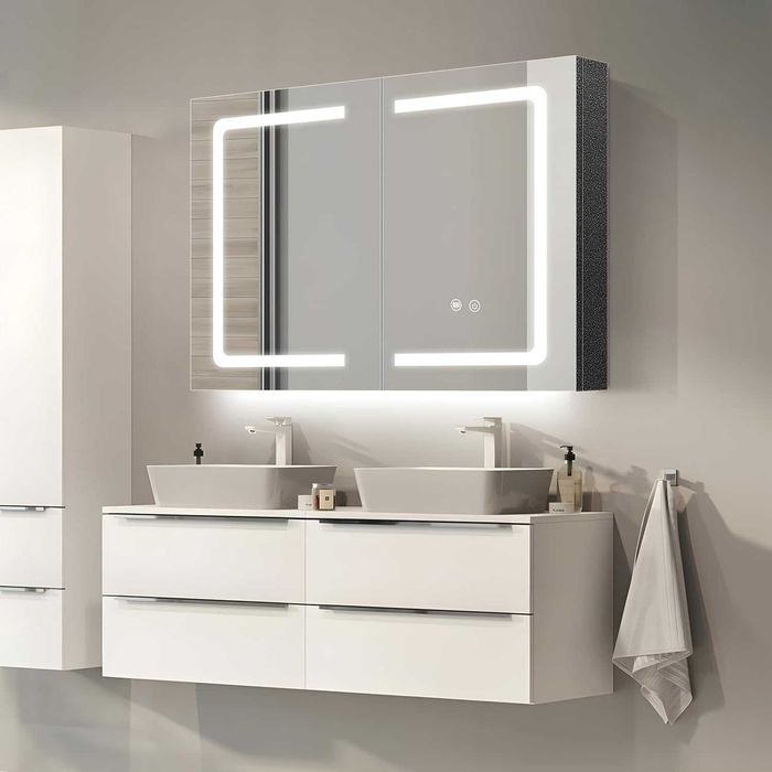 Dulap baie cu Oglinda + antiaburire+ LED+ priza, REDUS de la 1650RON