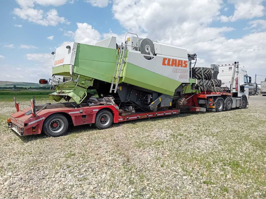 Transport combine agricole – platformă joasă, lowbed, gondola