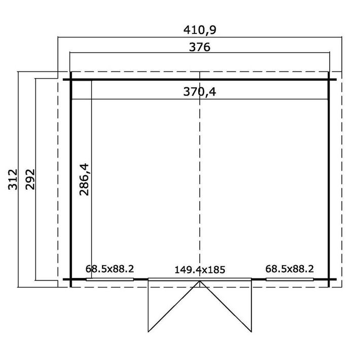 Дървена къща за отдих тип бунгало Dallas 3.76х2.92 м, 28 мм