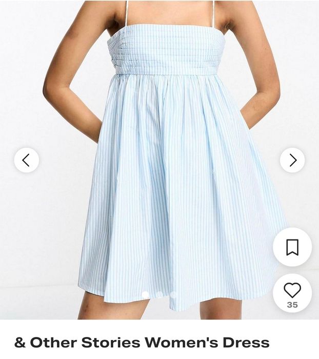 Рокля на ASOS Design , rr S. Светлосиньо и бяло вертикално райе с набор (ластик / смук) в горната част. Чисто нова е!