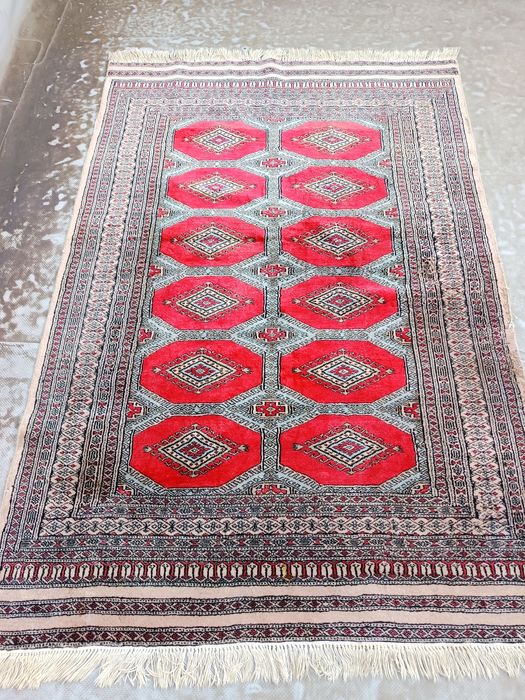 Covor persan traditional, Bukhara, lana, lucrat manual, 190x125cm