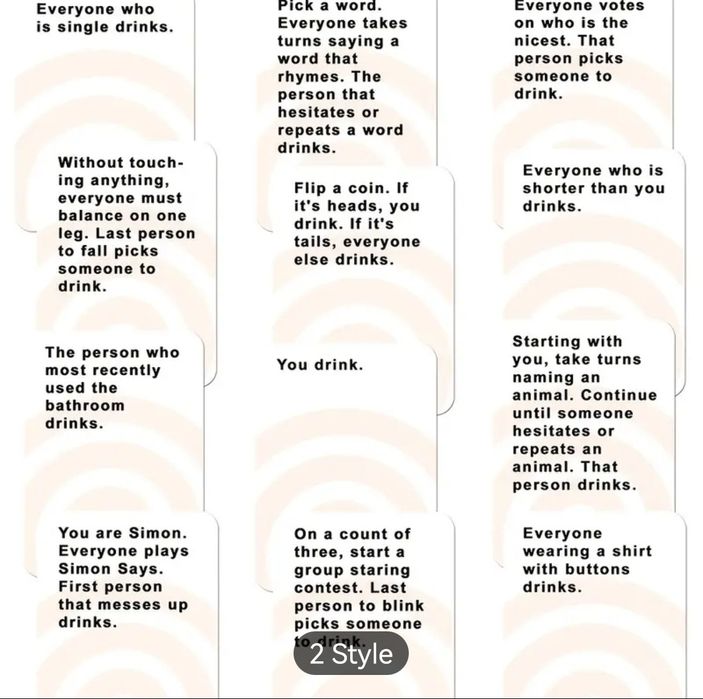 Парти карти/игри за напиване, Никога не съм, мръсни предизвикателства