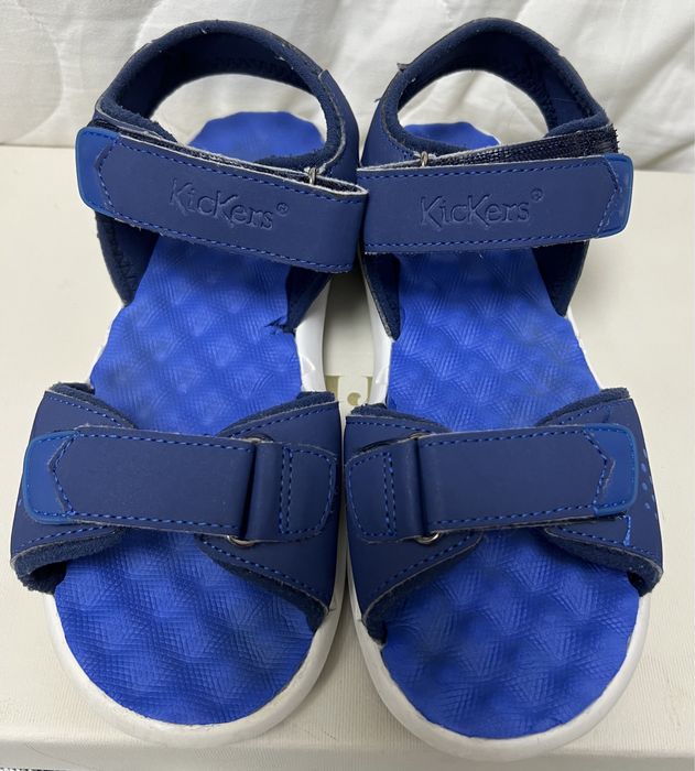 Sandale de piele ecologica cu velcro Jumangap, Albastru inchis, 33 EU