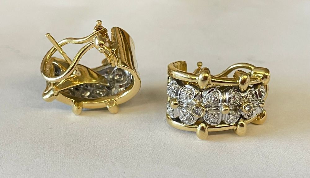 Cercei aur 18 k cu diamante naturale aproximativ 0,8 kt masivi