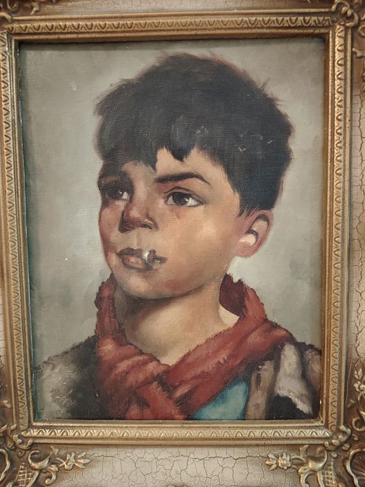 Ulei pe pânză o lucrare foarte veche încadrata într-o ramă din lemn ma