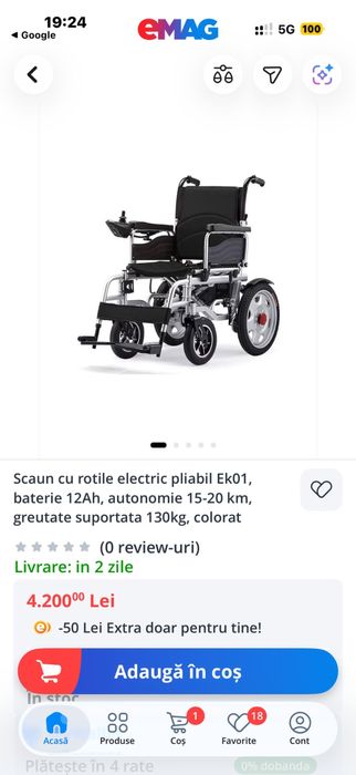 Scaun electric pt persoane cu dizabilități handicap (ca nou)