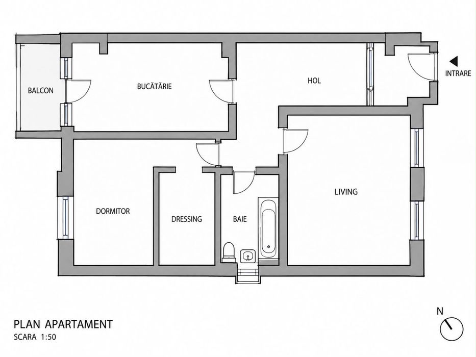Apartament decomandat, dressing + balcon + loc parcare