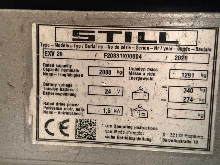 Liza electrica Still EXV 20, 2 tone, An 2020, Catarg duplex