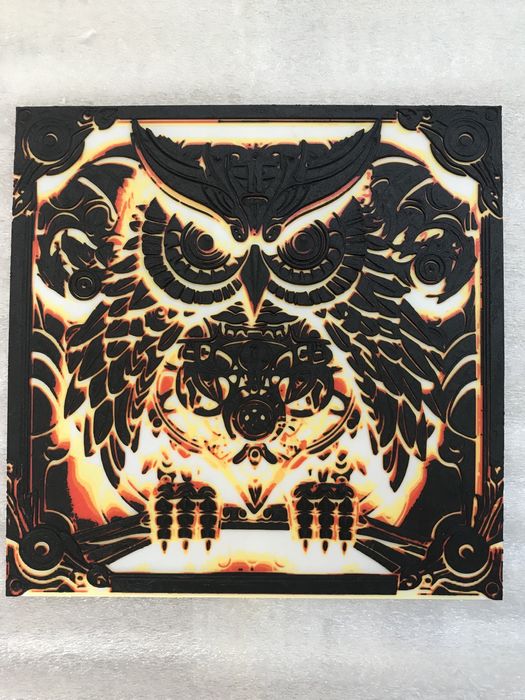 Hueforge детайлен цветен 3д печат Механичен Бухал