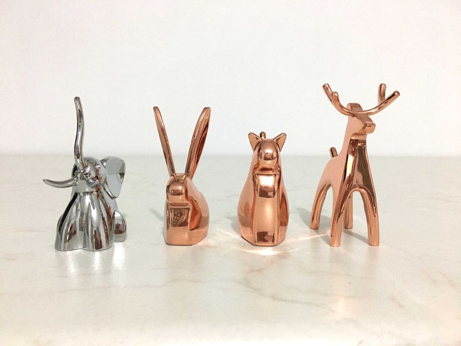 Set 6 statuete metalice pt biju UMBRA jucarii elefant pisica iepure