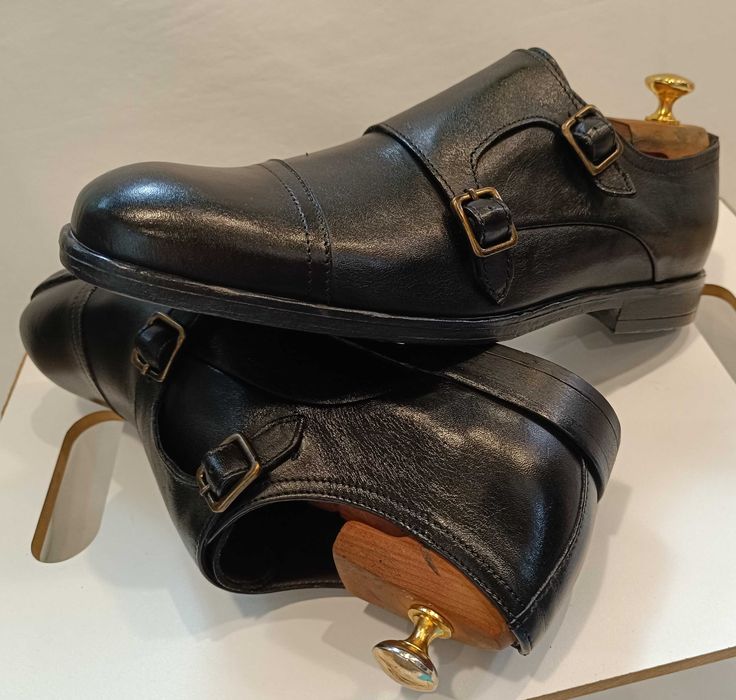 Pantofi monk de lux 40 40.5 lucrati manual Amedeo Testoni NOI piele