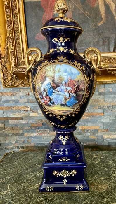 Impunator vas stil Sevres-marcat-portelan-aur-bronz-Franta