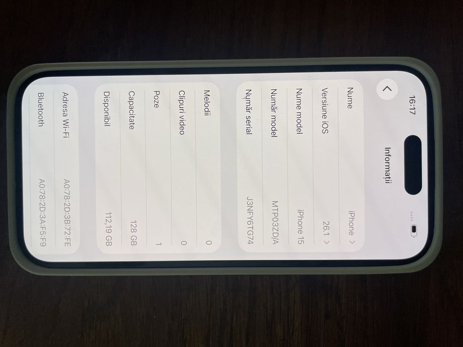 Iphone 15 negru 128 gb