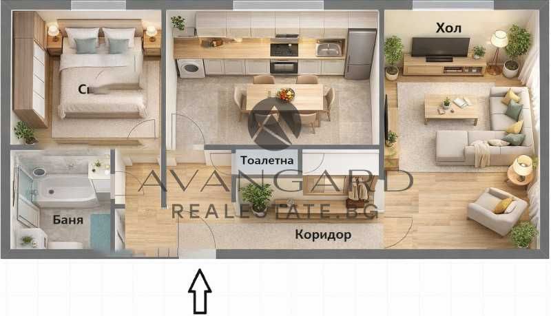 оф.25643 Двустаен с три отделни стаи/ Изгрев