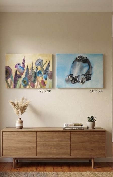 Set doua tablouri realizate manual in acrilic 20x30