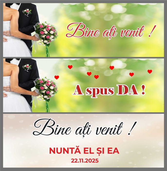 Banner personalizat pentru nuntă / cununie - 3x1m - 180 lei