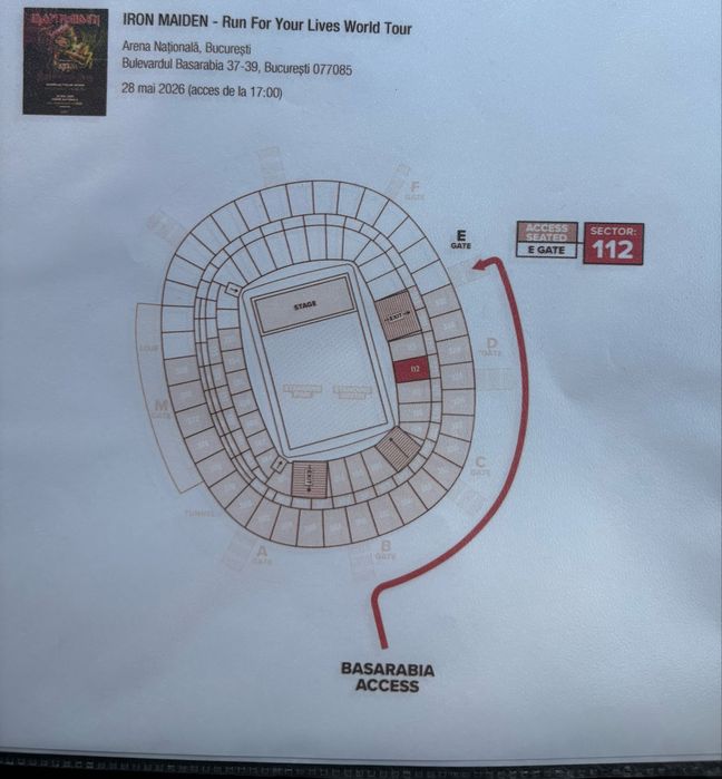 3 bilete iron maiden, Arena Nationala Bucuresti