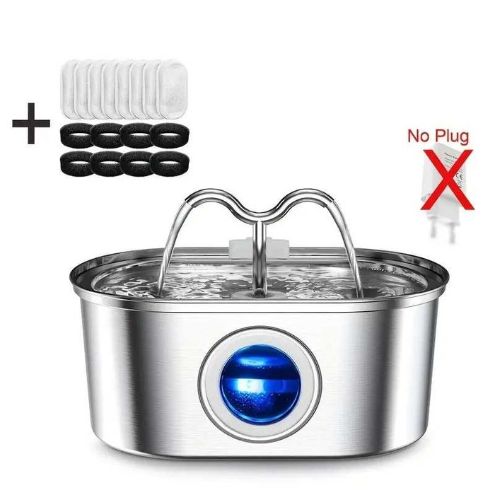 Фонтан поилка за животни, 3.2 л, INOX помпа ниво на водата + 8 бр