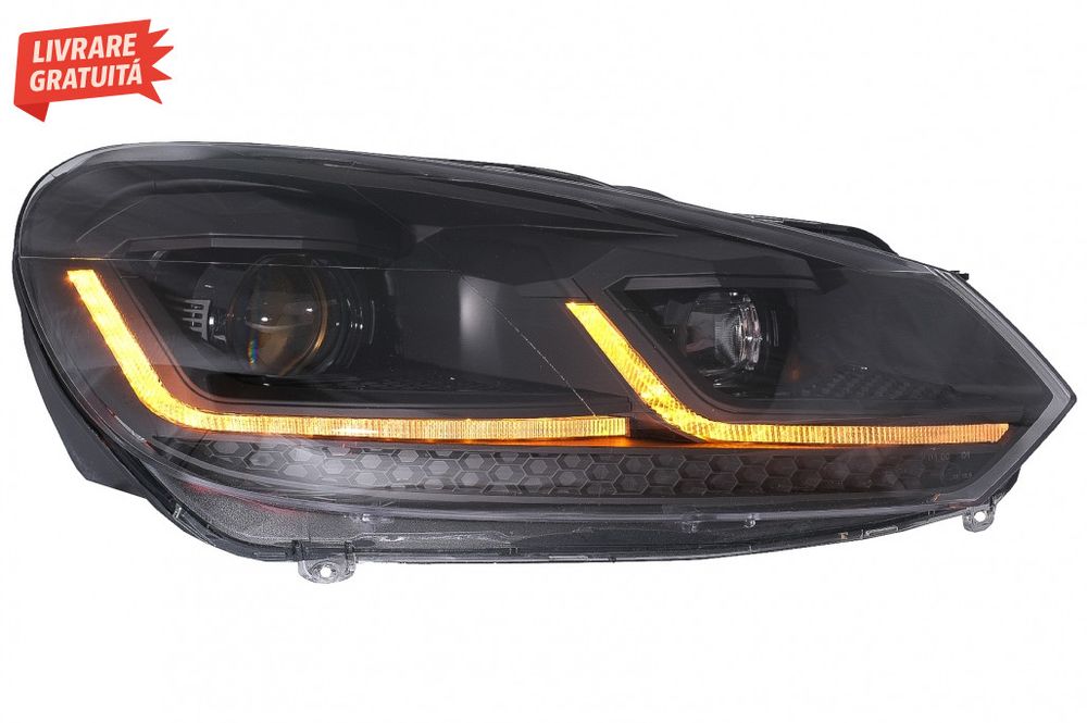 Faruri LED VW Golf 6 VI (2008-2013) Facelift G7.5 Design Negru Semnali