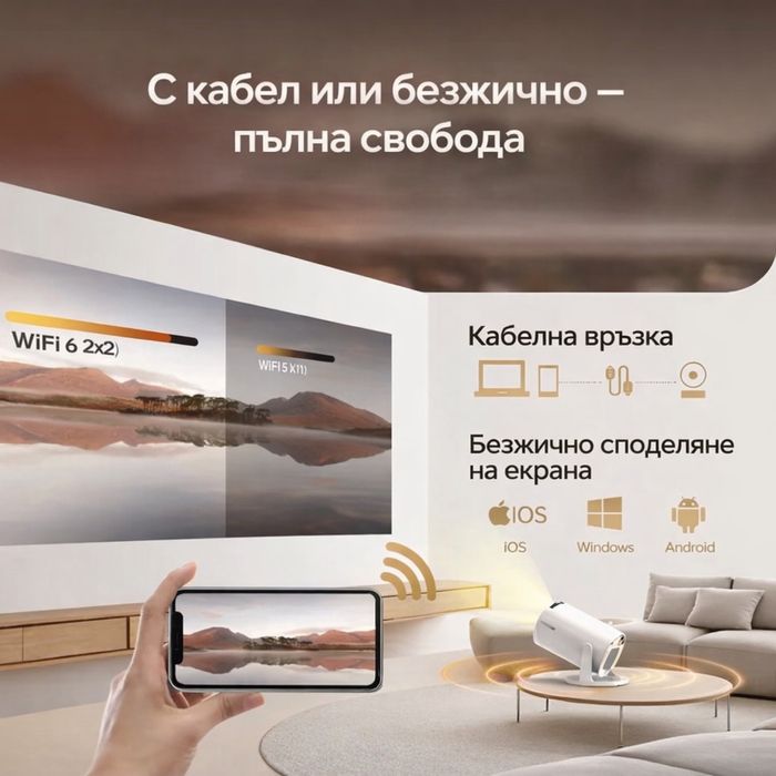 МИНИ ПРОЕКТОР за домашно кино - HY300 Pro с Android, IOS