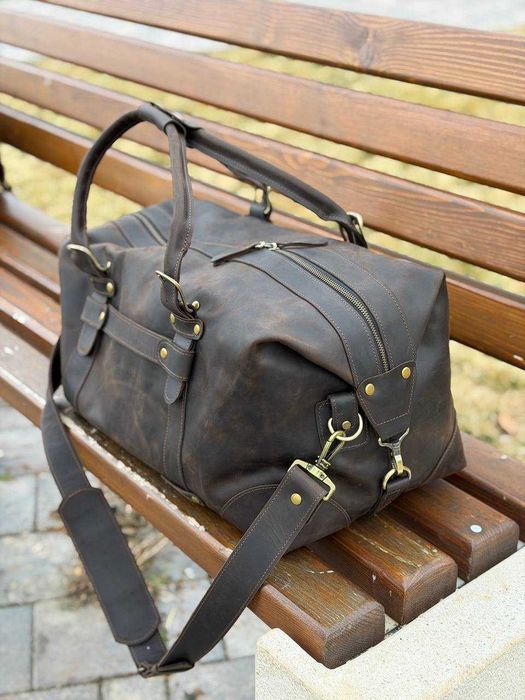 Geantă de călătorie din piele naturală. Duffel Bag. Leather Weekender
