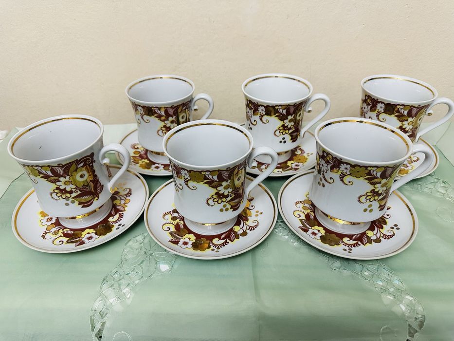 Бокалы с блюдцами ,фарфоровые.Гигант.Посуда СССР.