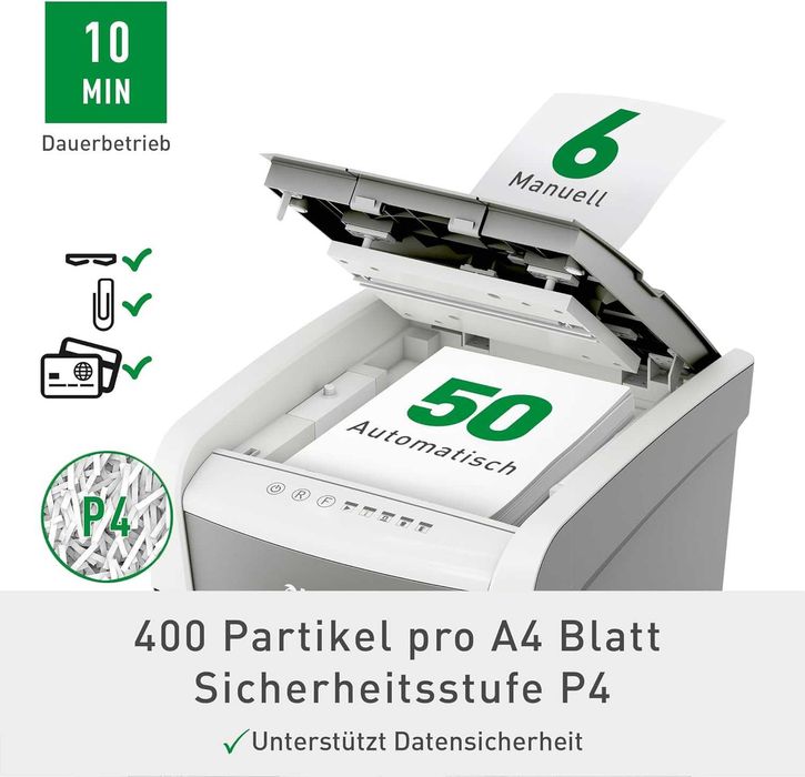 Шредер за хартия Leitz IQ Office P4, тиха работа