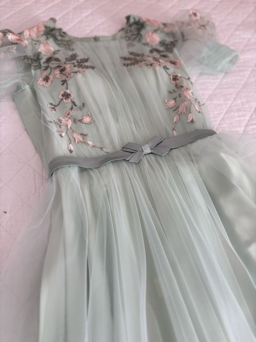 Set rochii mama-fiică – verde deschis, unicat, mărime S și 4 ani