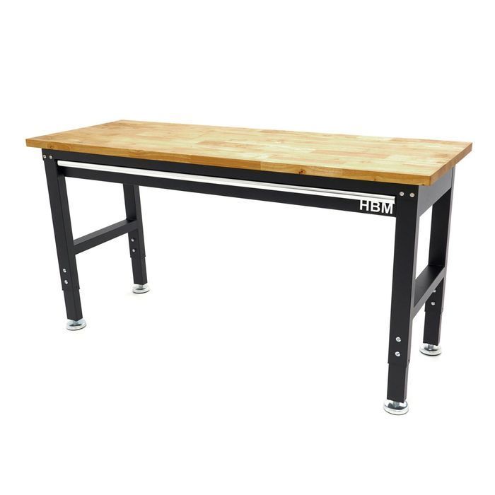 Banc de lucru reglabil pe inaltime cu blat din lemn 152cm hbm machines