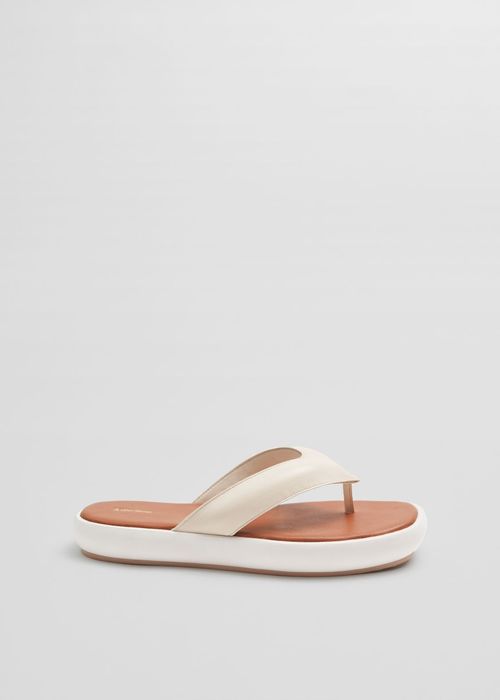 & Other Stories бели дамски чехли от естествена кожа н.39 40