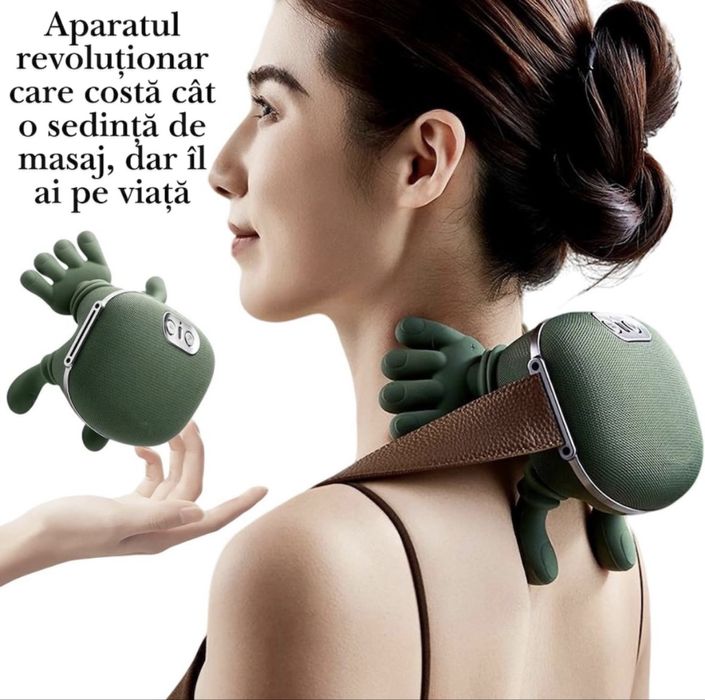 Aparat Masaj Cervical Multifunctional, 4D, 3 Intensitati, 2 Trepte Caldura 40/45°C, Wireless, Autonomie 70 min