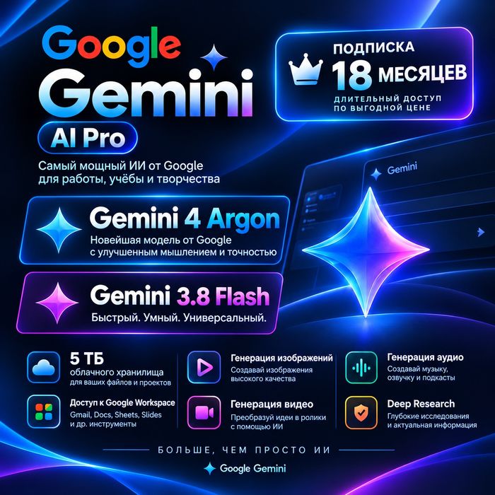 Google Gemini AI Pro 18 месяцев