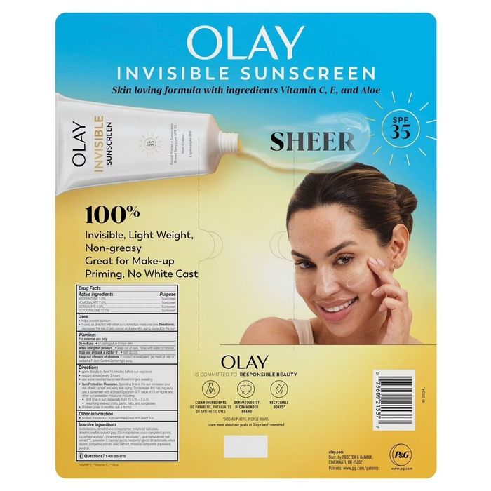 2 в 1: Солнцезащитный крем + Праймер , Olay Invisible Sunscreen, SPF 3