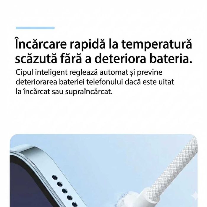 Cablu USB-C la USB-C 60W, Wyred by Monga, 2m, Împletit, Alb, Nou