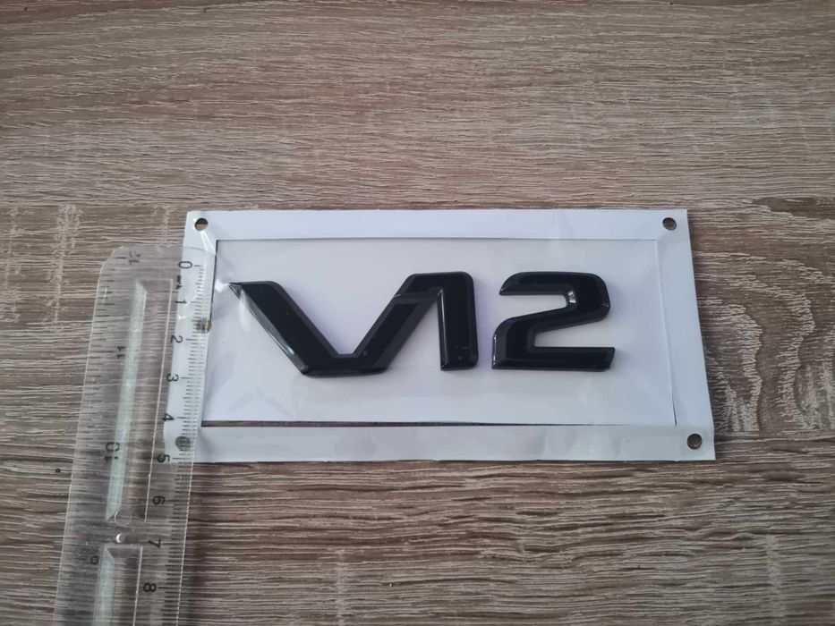 черна емблема Mercedes V12 стар фонт