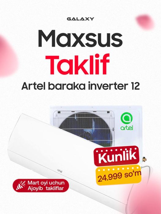 Bir tiyinsiz! Konditsionerlarni Muddatli to’lovga xarid qiling