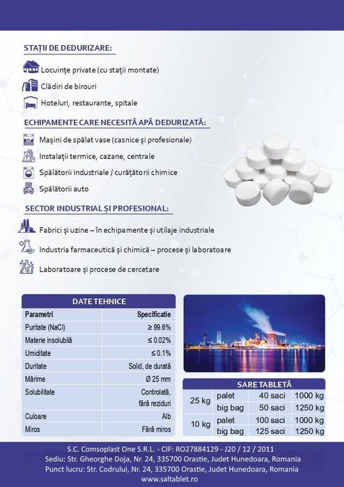 Furnizam tablete profesionale de sare pentru dedurizarea apei