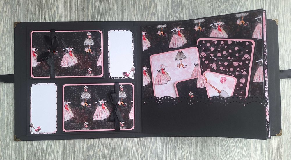 Скрапбук албум в черно и розово, ръчна изработка /23.18