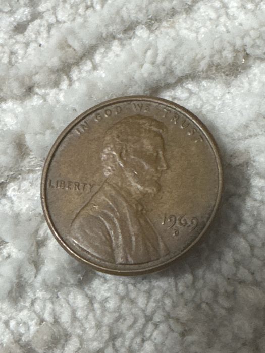 Монета Сша 1 цент 1969 года