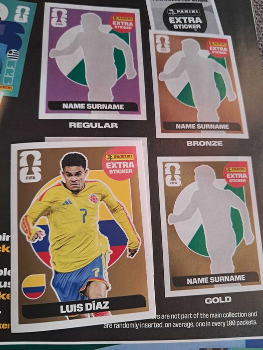 Panini стикери 170 различни и златен Диаз World cup 2026