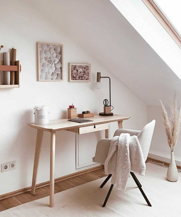 Birou sau masa consola, furnir frasin, cu sertar, 118x45 cm