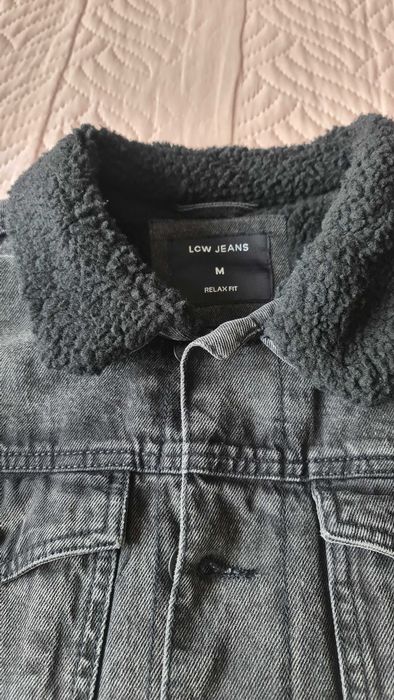 Подплатено (зимно) дънково яке в цвят графитено сиво, размер М