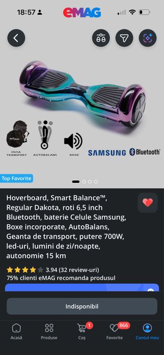 Hoverboard Smart Balance 6,5 inch, led-uri!
