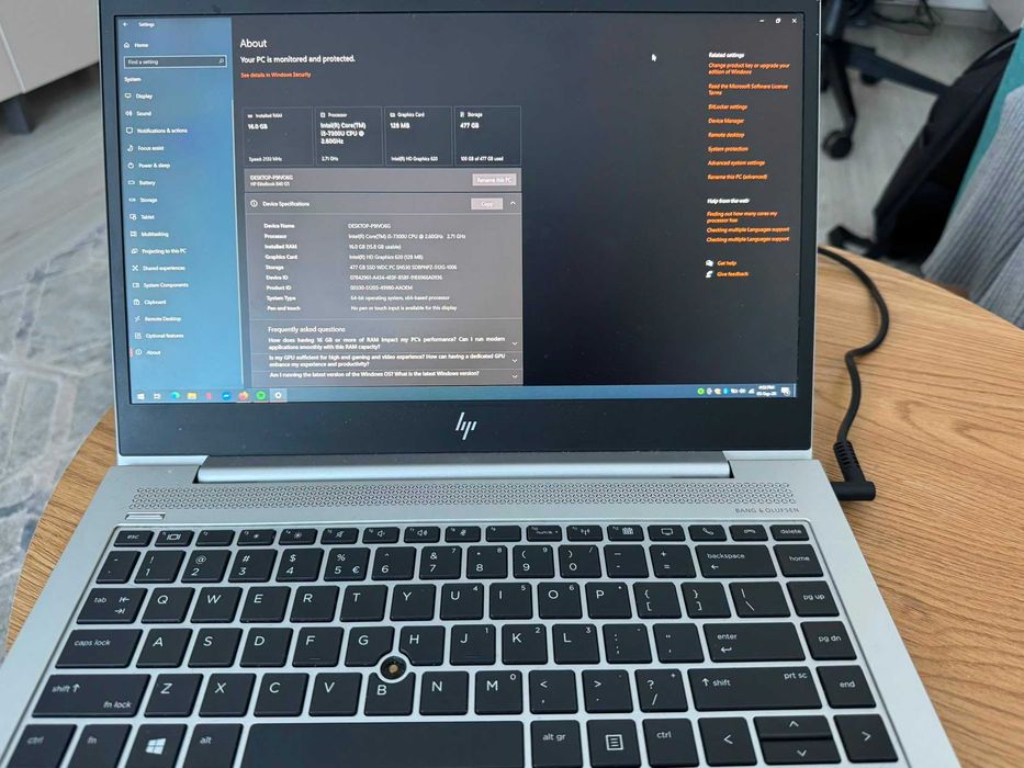 Laptop HP Elitebook i5-7300U 2,60Ghz, 16GB RAM, SSD 500